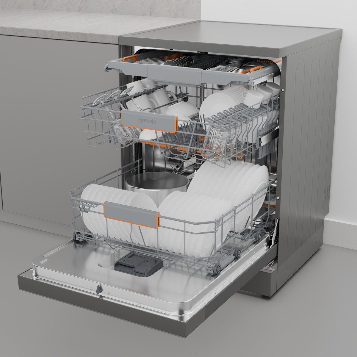 GORENJE Standgeschirrspüler GS673A96X, 9,4 l, 16 Maßgedecke, TotalDry - automatische Türöffnung – Bild 5 von 5