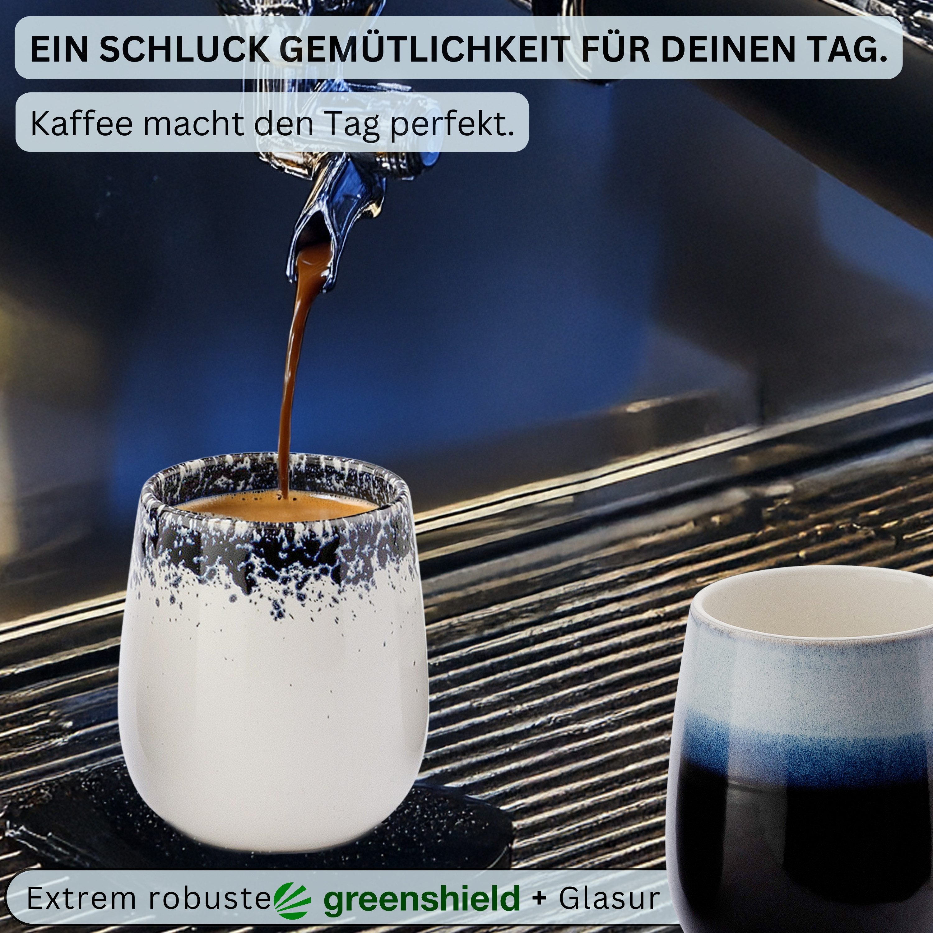 SÄNGER Tasse Siena, Mehrfarbig, 6-tlg., Steingut, 6 tlg. Espressobecher, 80 ml, Handmade, PREMIUM COLLECTION