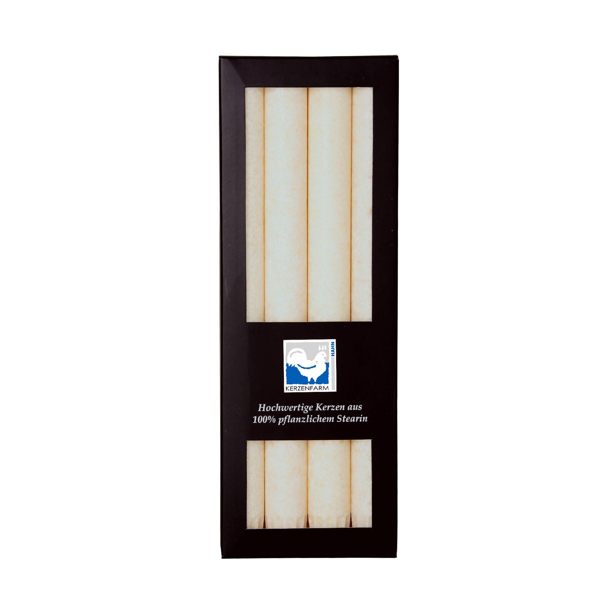 Kerzenfarm Hahn Tafelkerze stabkerze elfenbein 22x250mm 4er Set 100% stearin