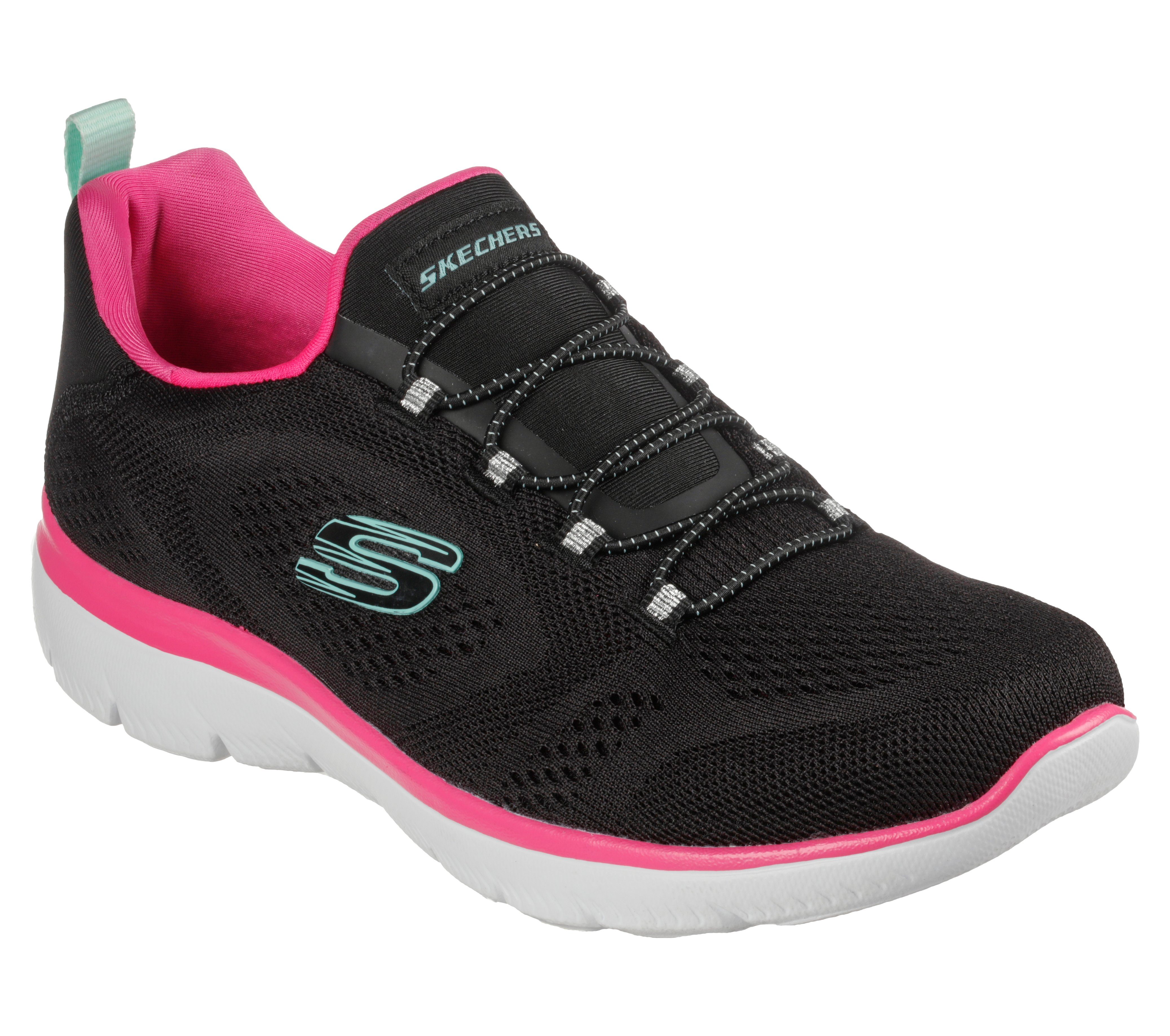 Skechers SUMMITS PERFECT VIEWS Sneaker Gepolsterte Memory Foam Komfort-Innensohle Schwarz / Pink