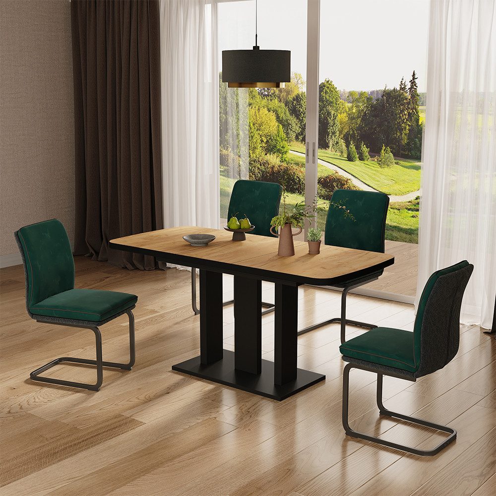 Vicco Esstisch Fenaro, Schwarz/Goldkraft Eiche, 120 x 80 cm 2 Teile (1-St)