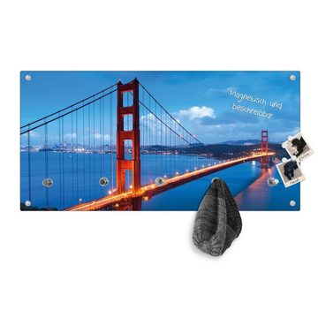 banjado Garderobenleiste Glas Golden Gate Bridge (Wandgarderobe, mit verchromten Haken), inkl. Montagematerial