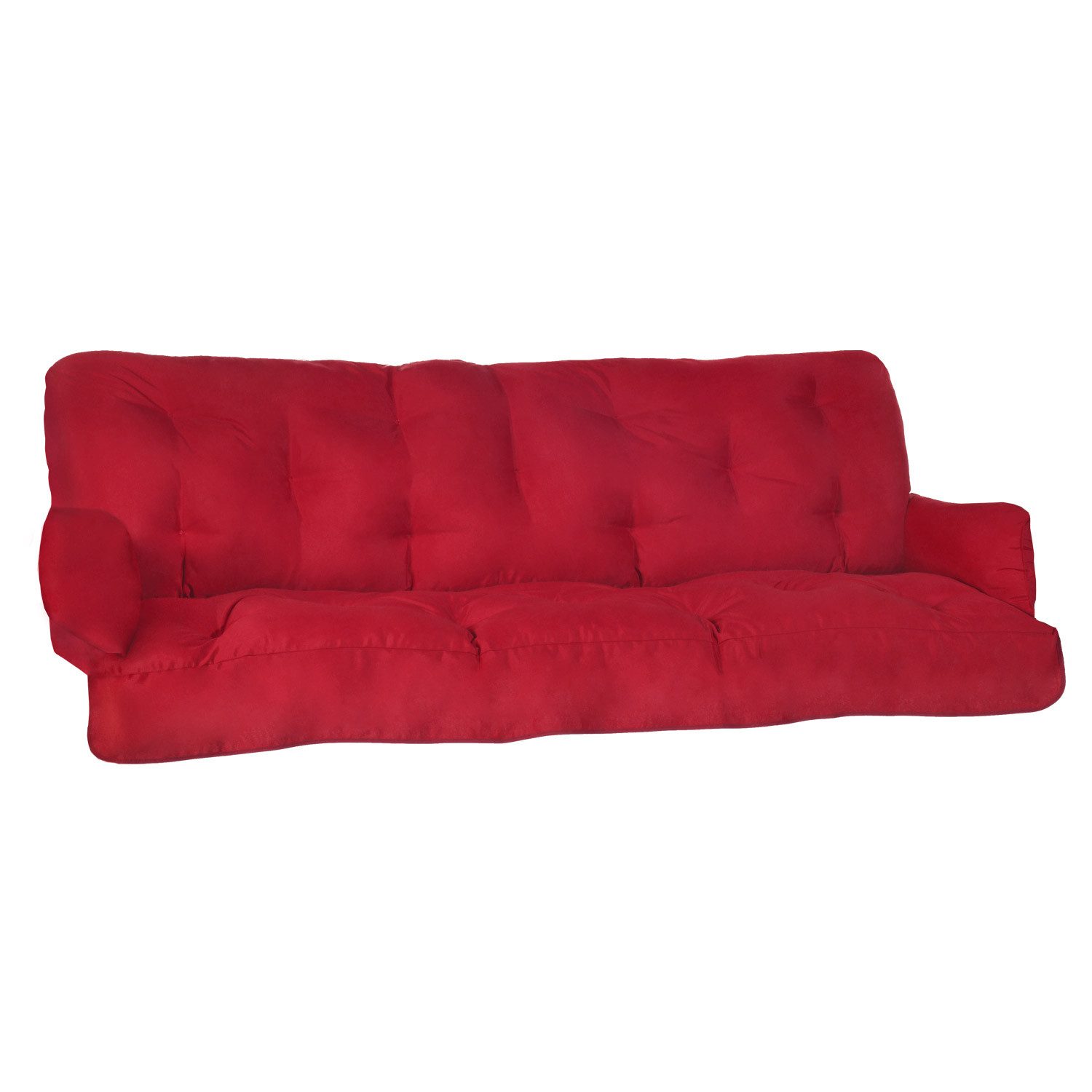 Beautissu Sitzauflage Sitzkissen für Hollywoodschaukel Flair HS, 180x50x8cm, Rot, Garten Auflage mit Zwei Kissen, Polster für Gartenbank Polsterauflage