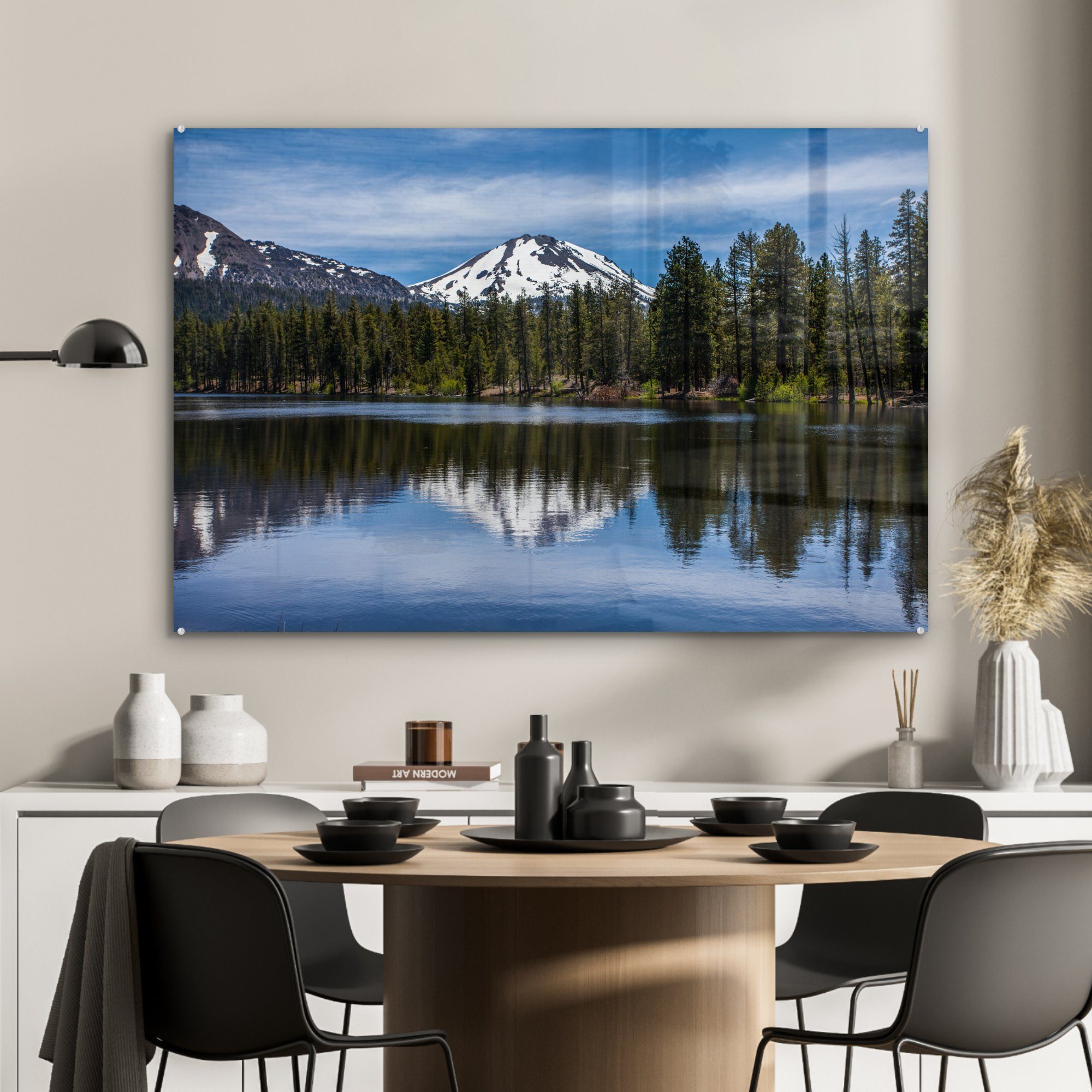 Lassen eines Volcanic Wohnzimmer schneebedeckten Acrylglasbild im Acrylglasbilder Berges (1 National, Spiegelung Schlafzimmer St), MuchoWow &