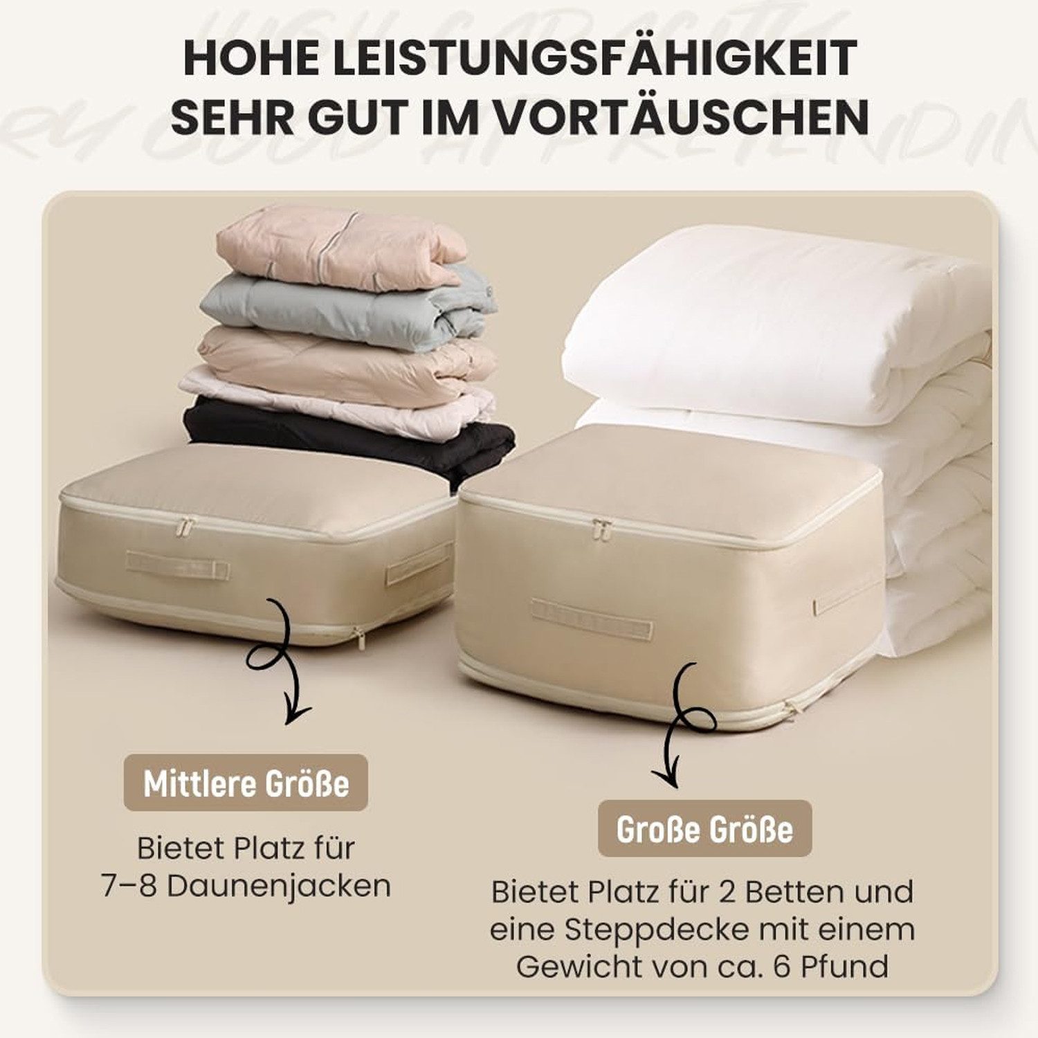 TUWENA Unterbettkommode Selbst komprimierender Organizer, Beutel, Bewegliche Organizer Taschen, Für Bettdecken Kleidung Decken Platzsparender – Bild 4 von 5
