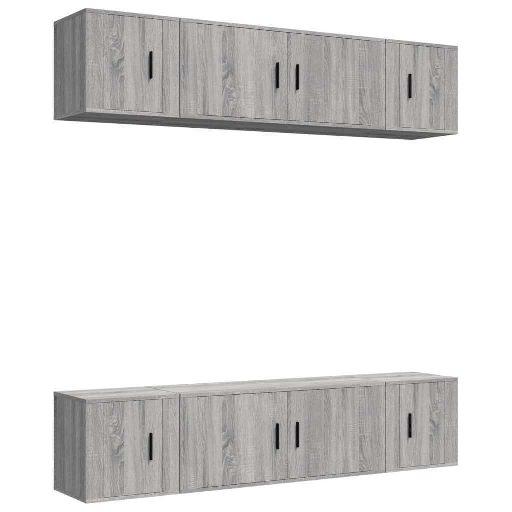 Sonoma Grau TV-Schrank-Set (6-St) vidaXL TV-Schrank 6-tlg. Holzwerkstoff