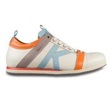 Kamo-Gutsu Leder Sneaker weiß / orange, blau, grau (TIFO-042 bianco + cielo weiß) Sneaker Handgefertigt in Italien