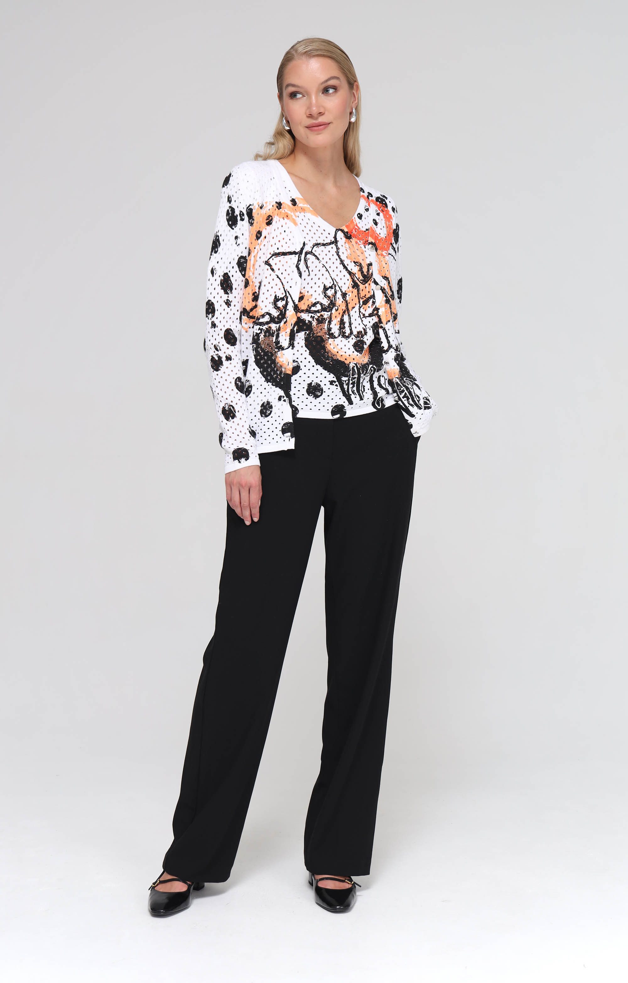 Passioni 2-in-1-Strickjacke Twinset mit abstraktem Print – Bild 3 von 5