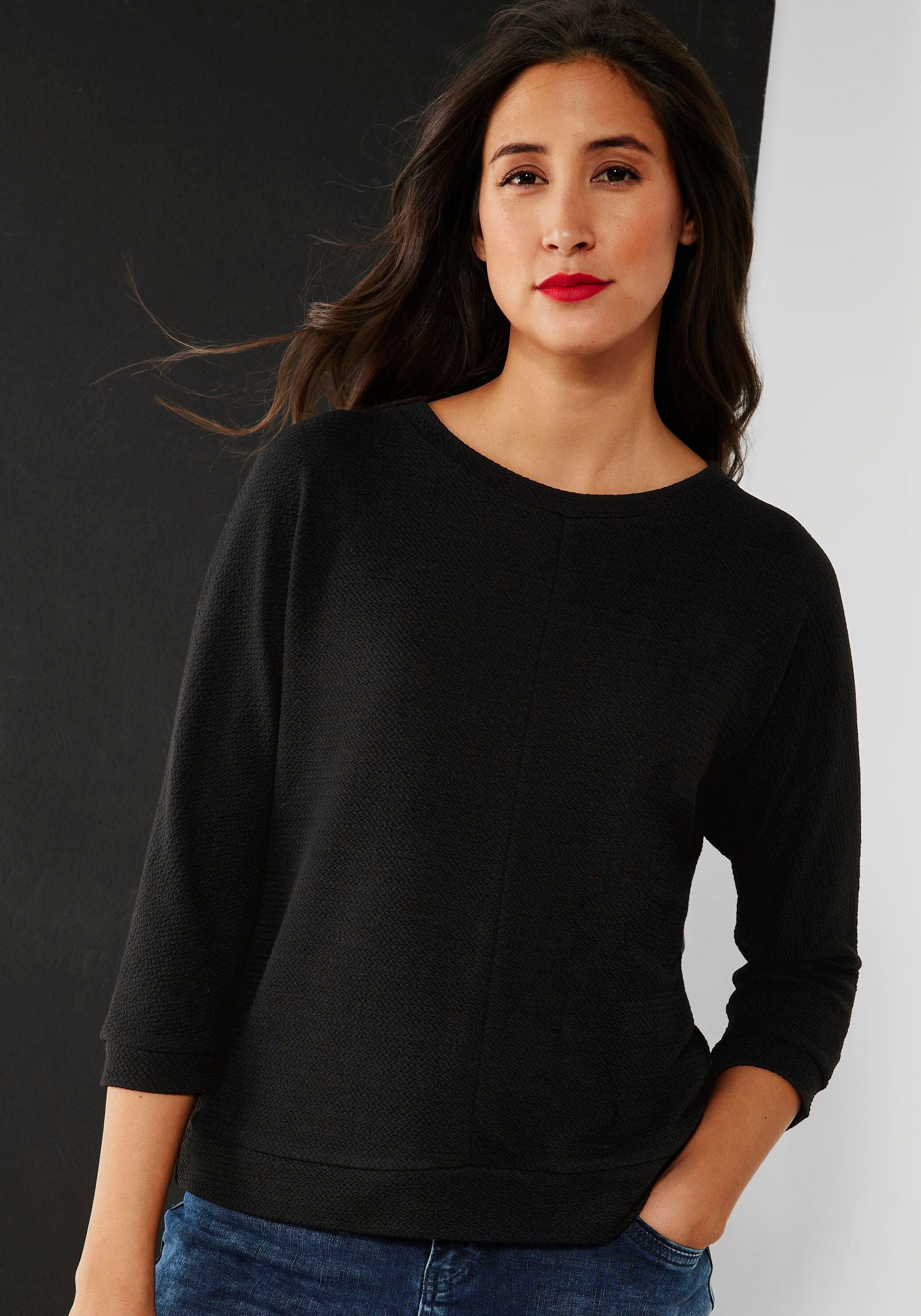 angenehmer STREET Black mit 3/4-Arm-Shirt haptisch ONE Struktur