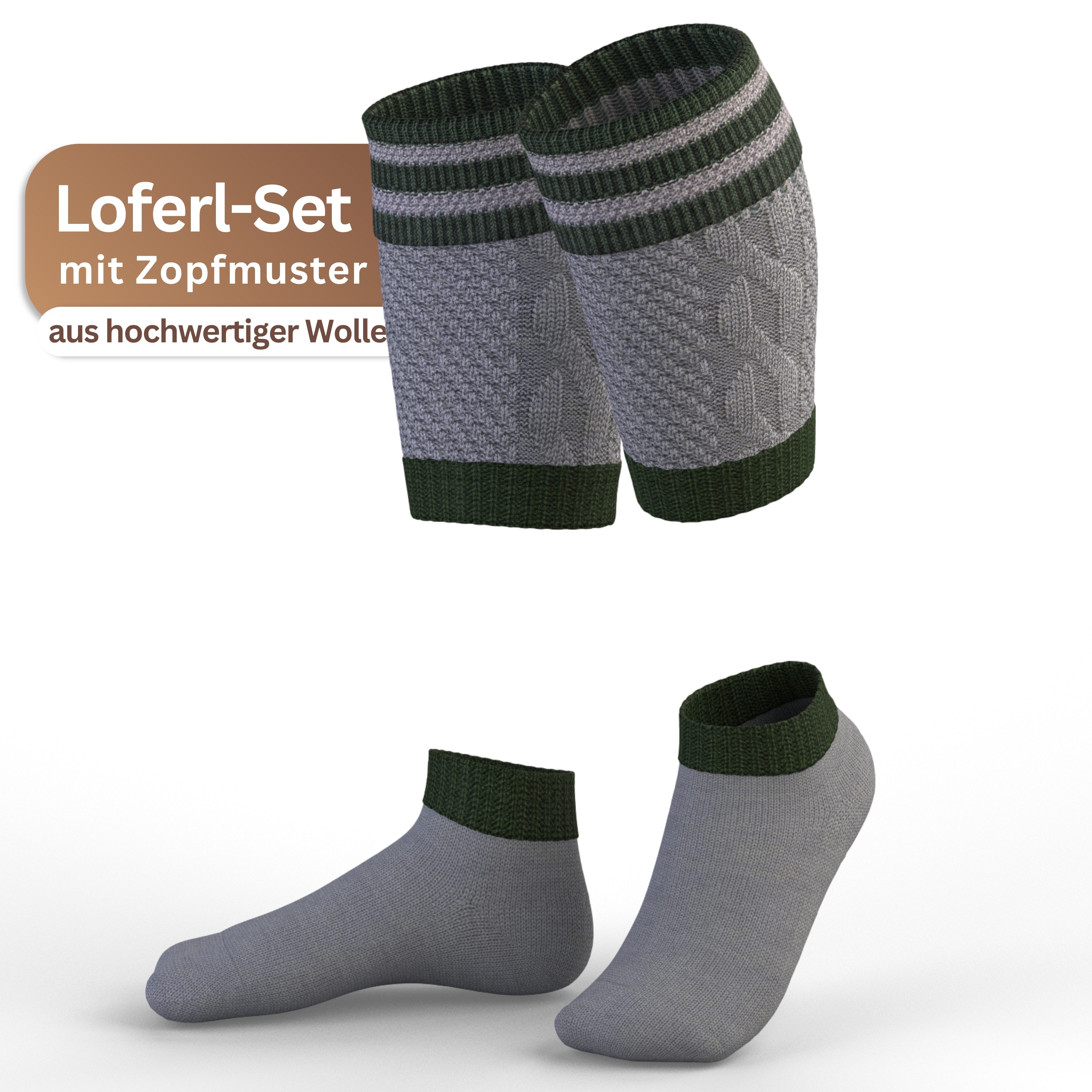MEDOLY Trachtensocken MEDOLY Loferl-Set Wolle (2-Teilig) Trachtensocken mit Zopfmuster