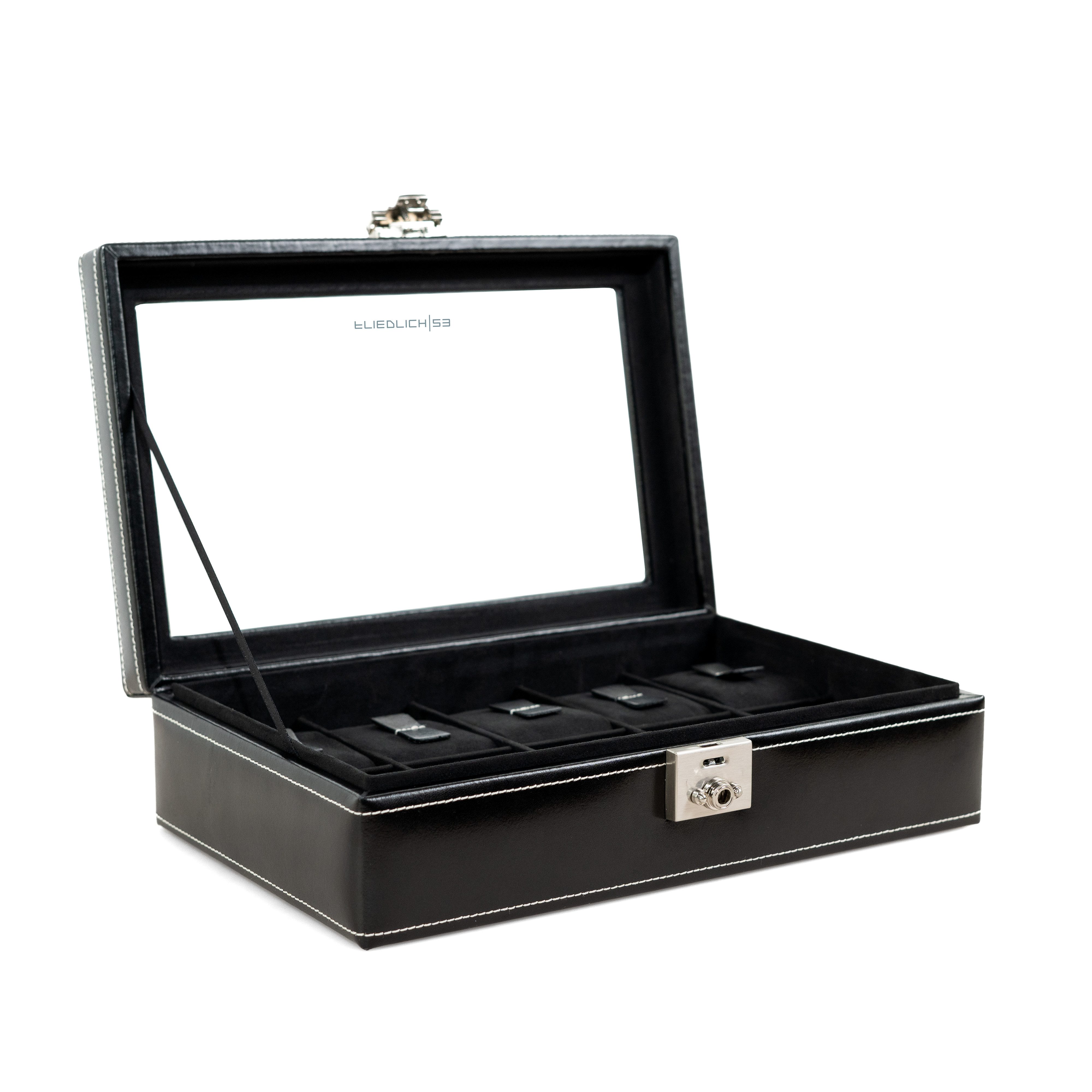 Friedrich23 Uhrenbox aus Leder London mit Glasdeckel für 10 Uhren