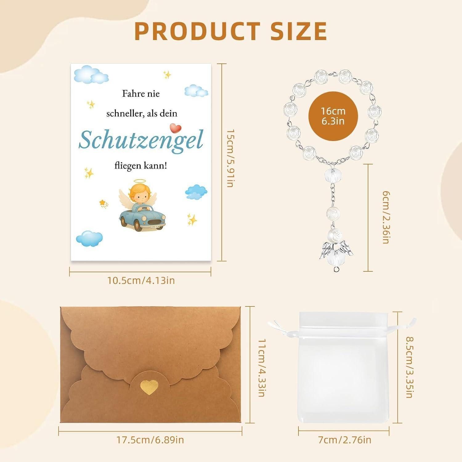 LuxusKollektion Engelfigur Schutzengel Auto Anhänger Rosenkranz Autospiegel Geschenk (1 St) – Bild 2 von 5
