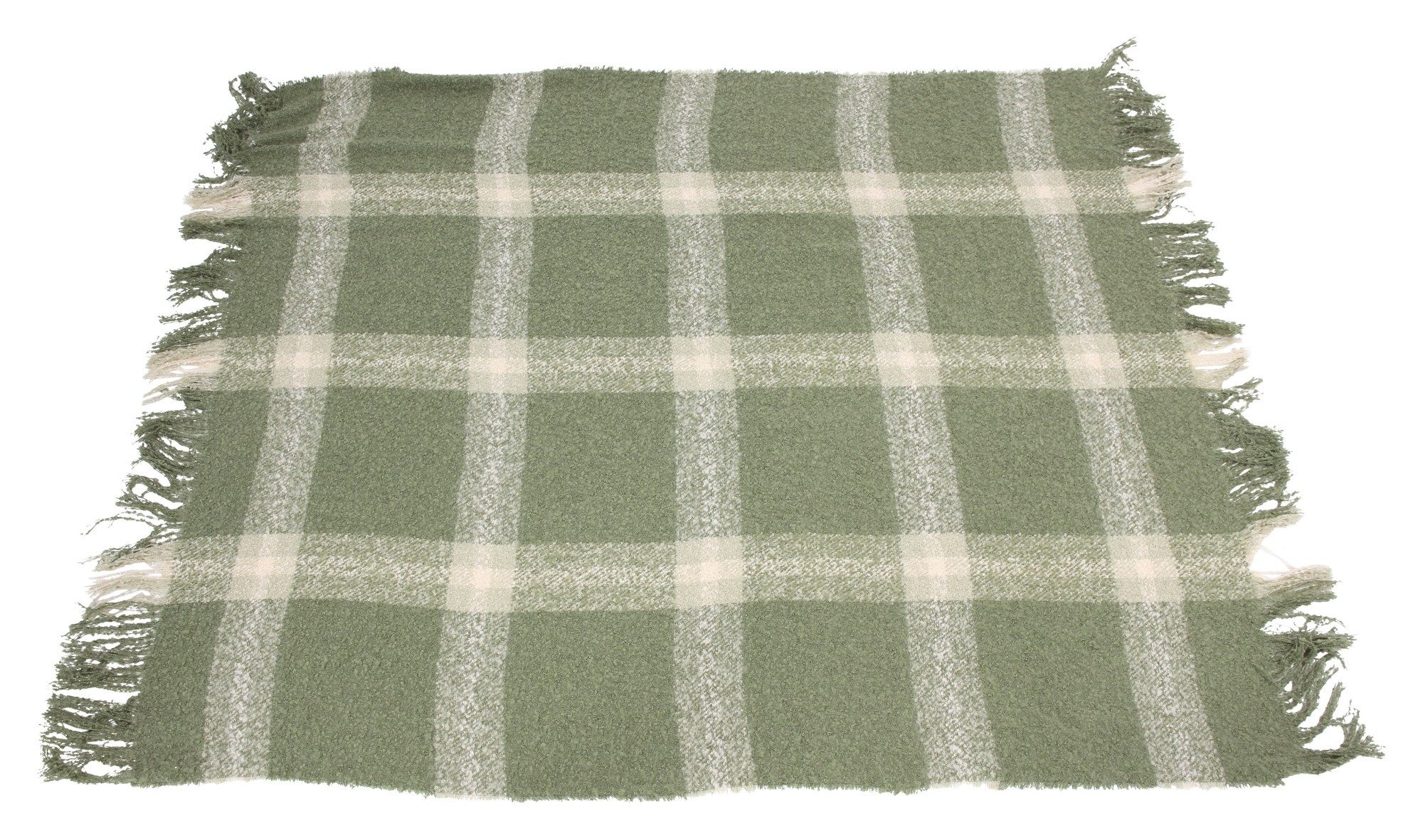 Wohndecke Kuscheldecke "Karo" weich, 127x152 cm, grün, Couchdecke in Webobtik, Dekoleidenschaft, Decke mit Fransen, Überwurfdecke für Sofa & Sessel, Tagesdecke
