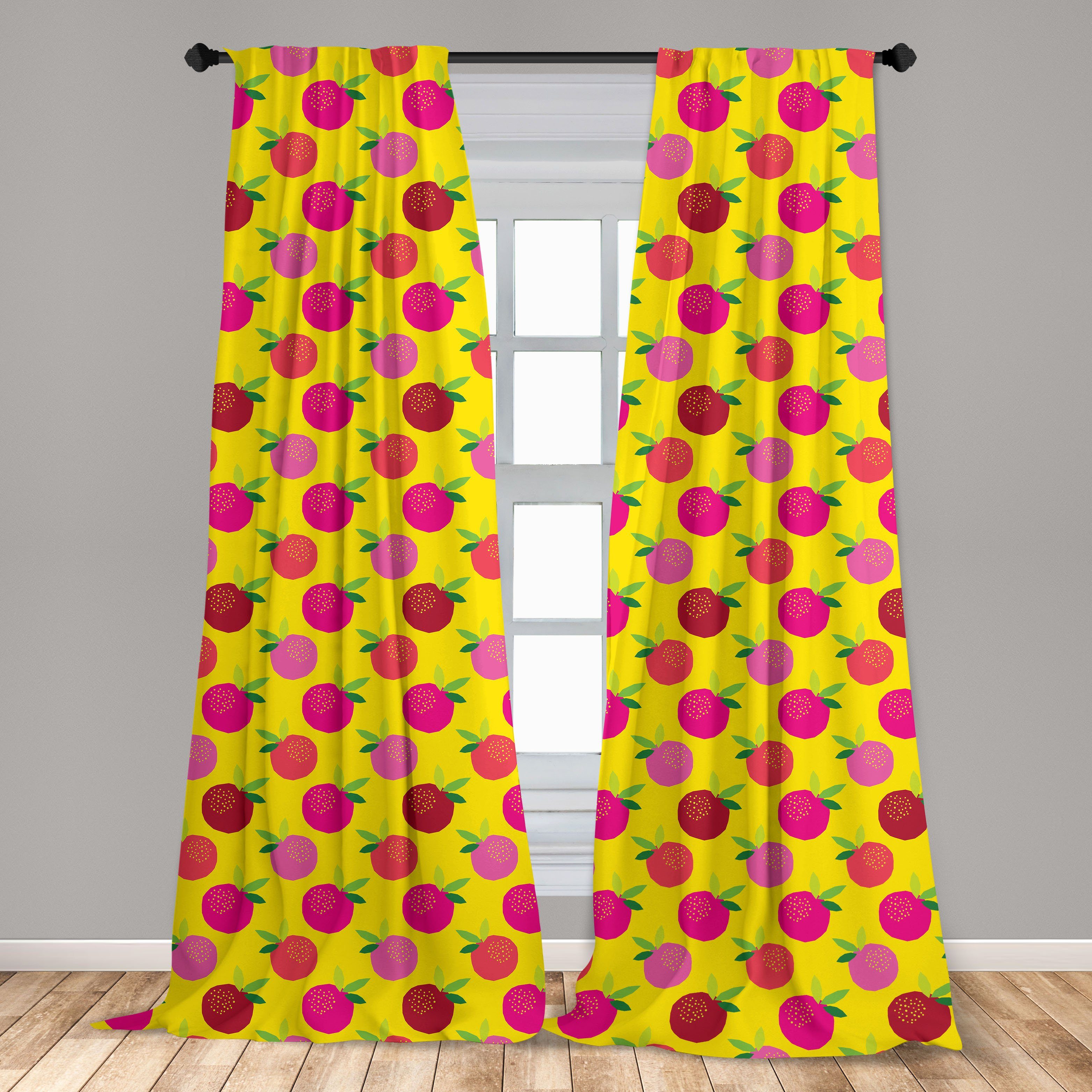 Gardine Vorhang für Wohnzimmer Schlafzimmer Obst Microfaser, Äpfel und Pinkish Blätter Abakuhaus, Dekor