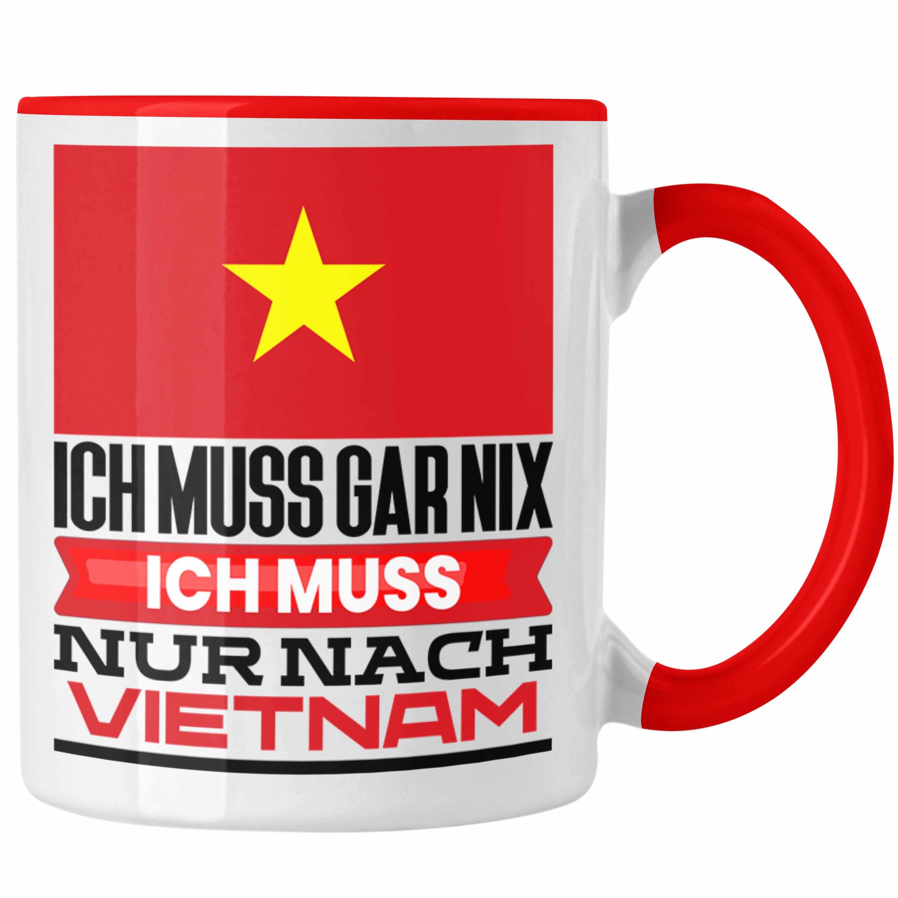 Trendation Tasse Vietnam Tasse Geschenk für Vietnamesen Geburtstag Urlaub Geschenkidee Rot