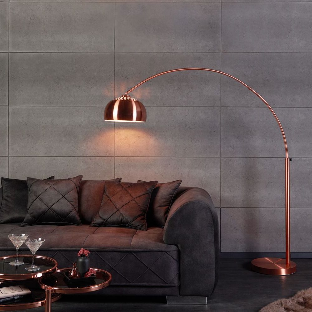 cagü Bogenlampen Design Bogenlampe LUXX Kupfer mit Kupferfuß Höhe verstellbar 170-210cm, Ein-/Ausschalter, ohne Leuchtmittel, E27