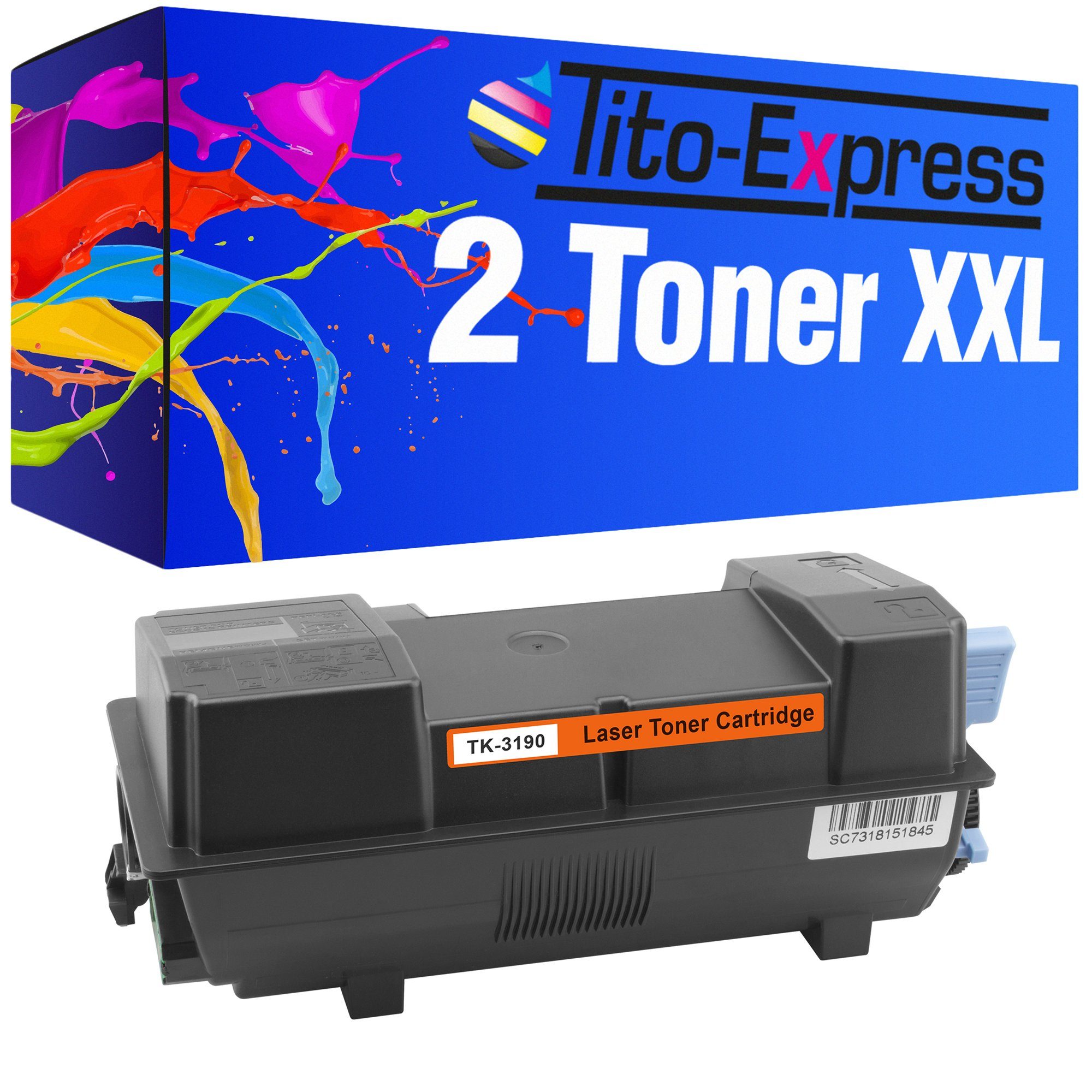 Tito-Express Tonerpatrone 2er Set ersetzt Kyocera TK-3190 TK 3190 TK3190, (Doppelpack, 2x Black), für ECOSYS M-3655idn M-3660idn M-3800 Series M-3860idn M-3860idnf
