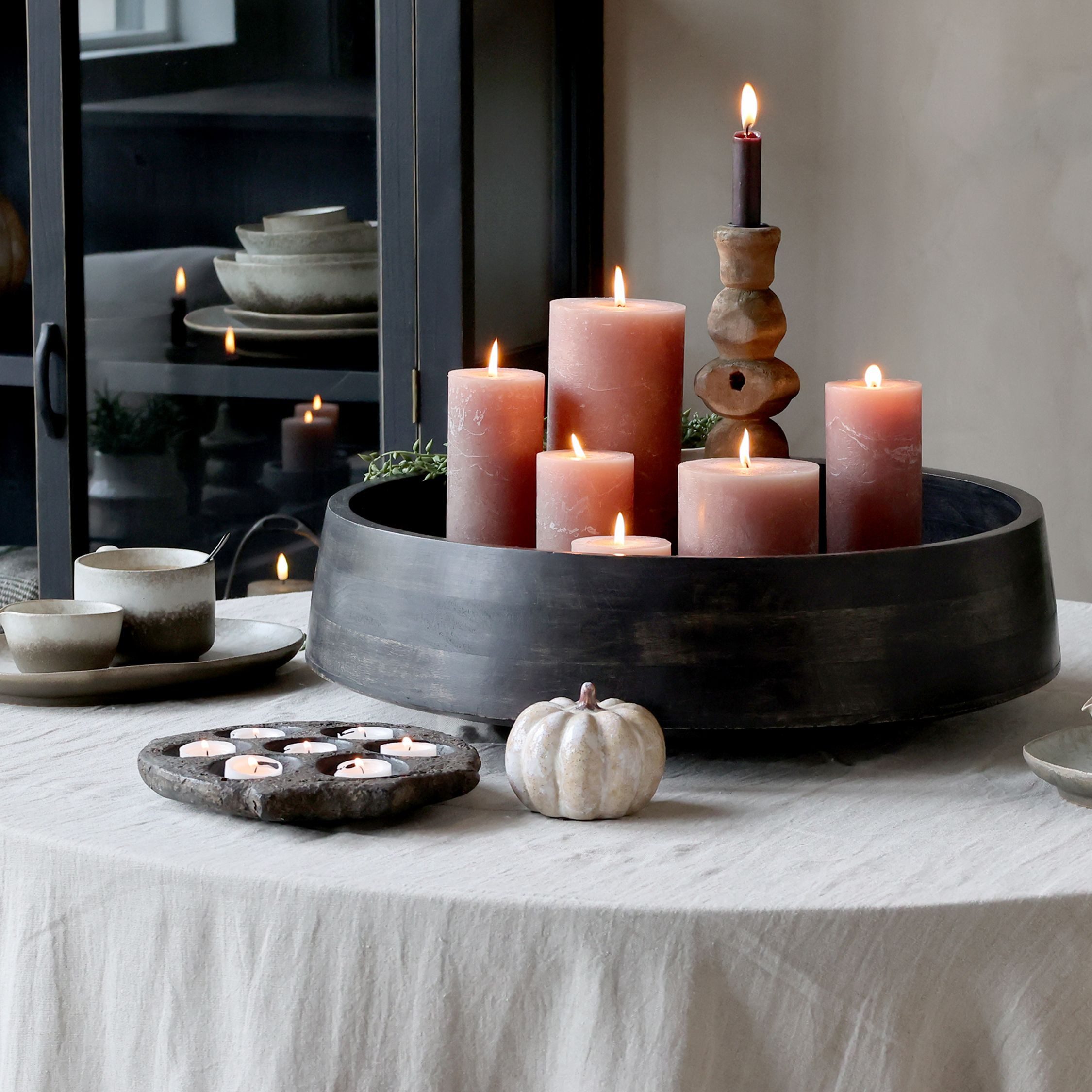 Annimuck Tablett Chic Antique * Tour Tablett Aufsatz Schale H15/D55 cm kohle, (1-tlg)