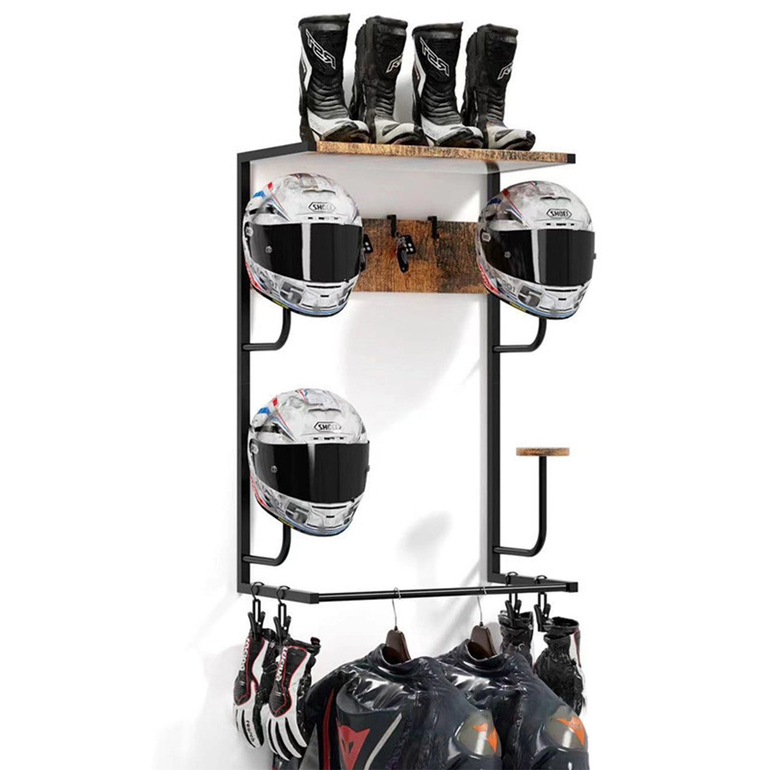 GarveeMore Werkzeughalter Holz Motorrad Helm Rack günstig online kaufen