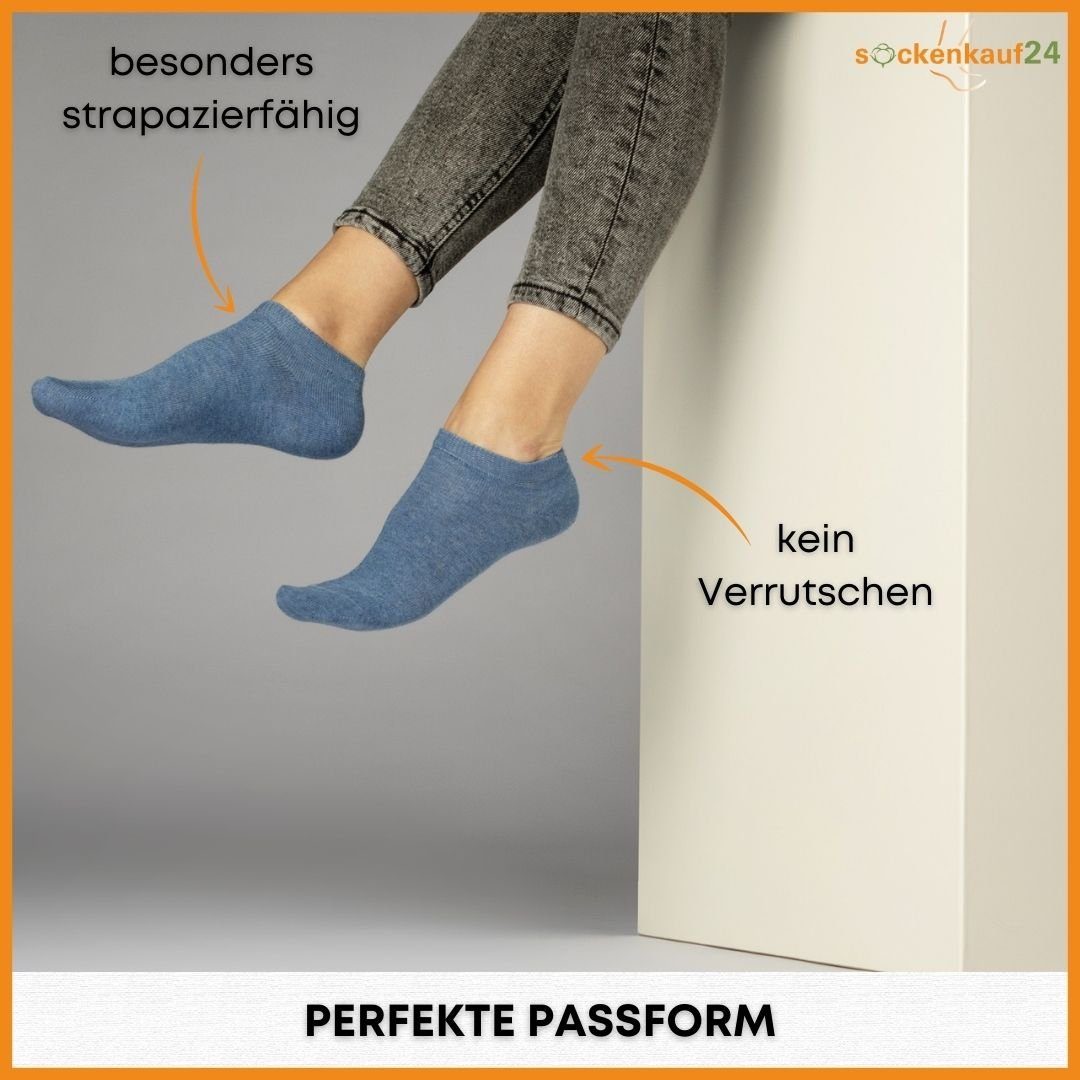 sockenkauf24 Sneakersocken 10 Paar Basic Sneaker Socken Herren & Damen aus Baumwolle (Jeans, 43-46) mit Komfortbund (Basicline) - 70202T WP