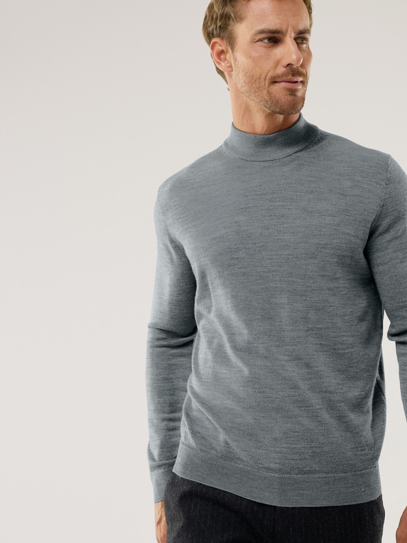 Walbusch Rollkragenpullover Herren Stehbund-Pullover Merino Extrafein Rollkragenpullover Extrafeine Merinowolle, 19,5 Mikron, pflegeleicht & waschmaschinenfest