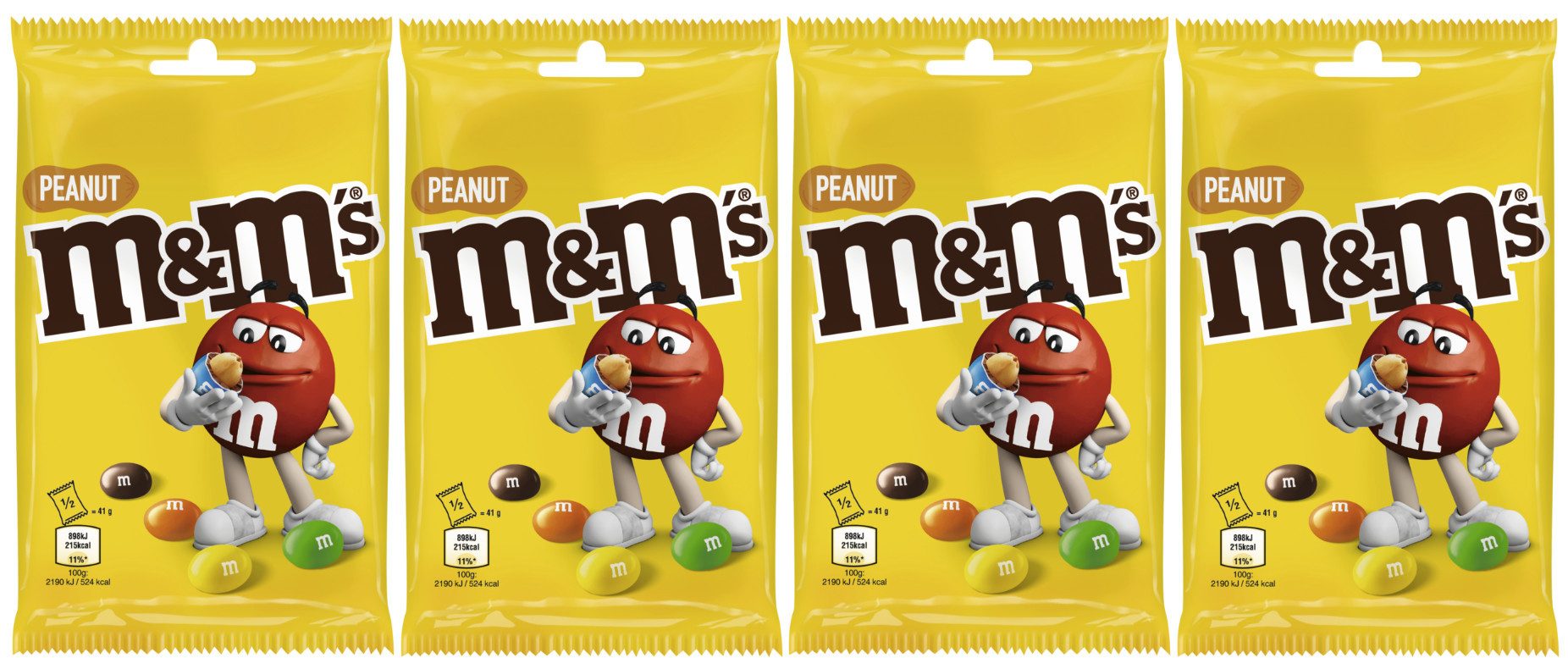 M&M's Süßigkeit M&M'S Peanut 4x 82g