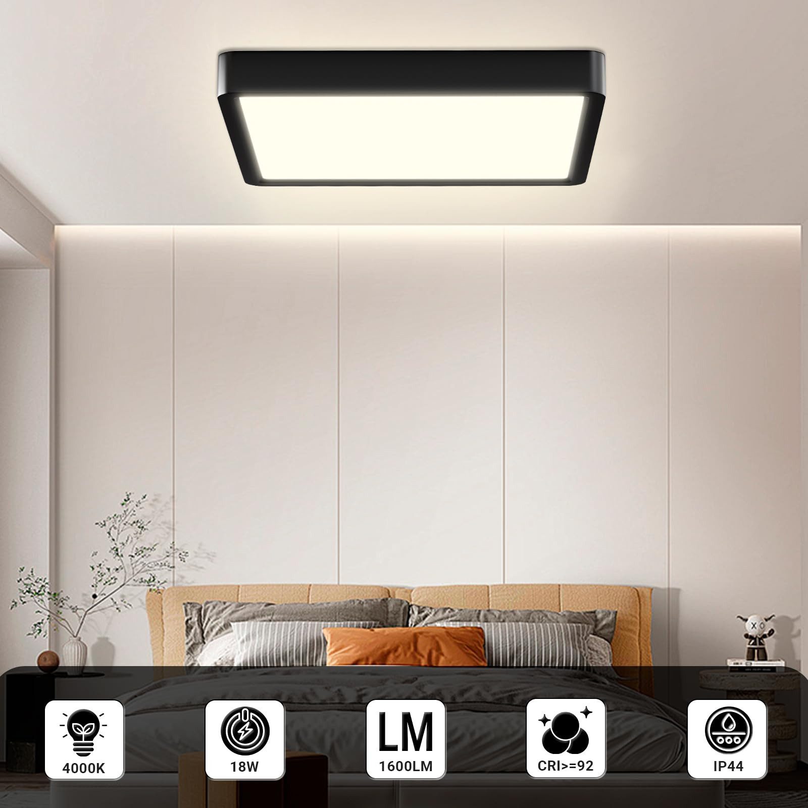 LQWELL Deckenleuchte LED Deckenlampe,Badlampe Quadrat Flach günstig online kaufen