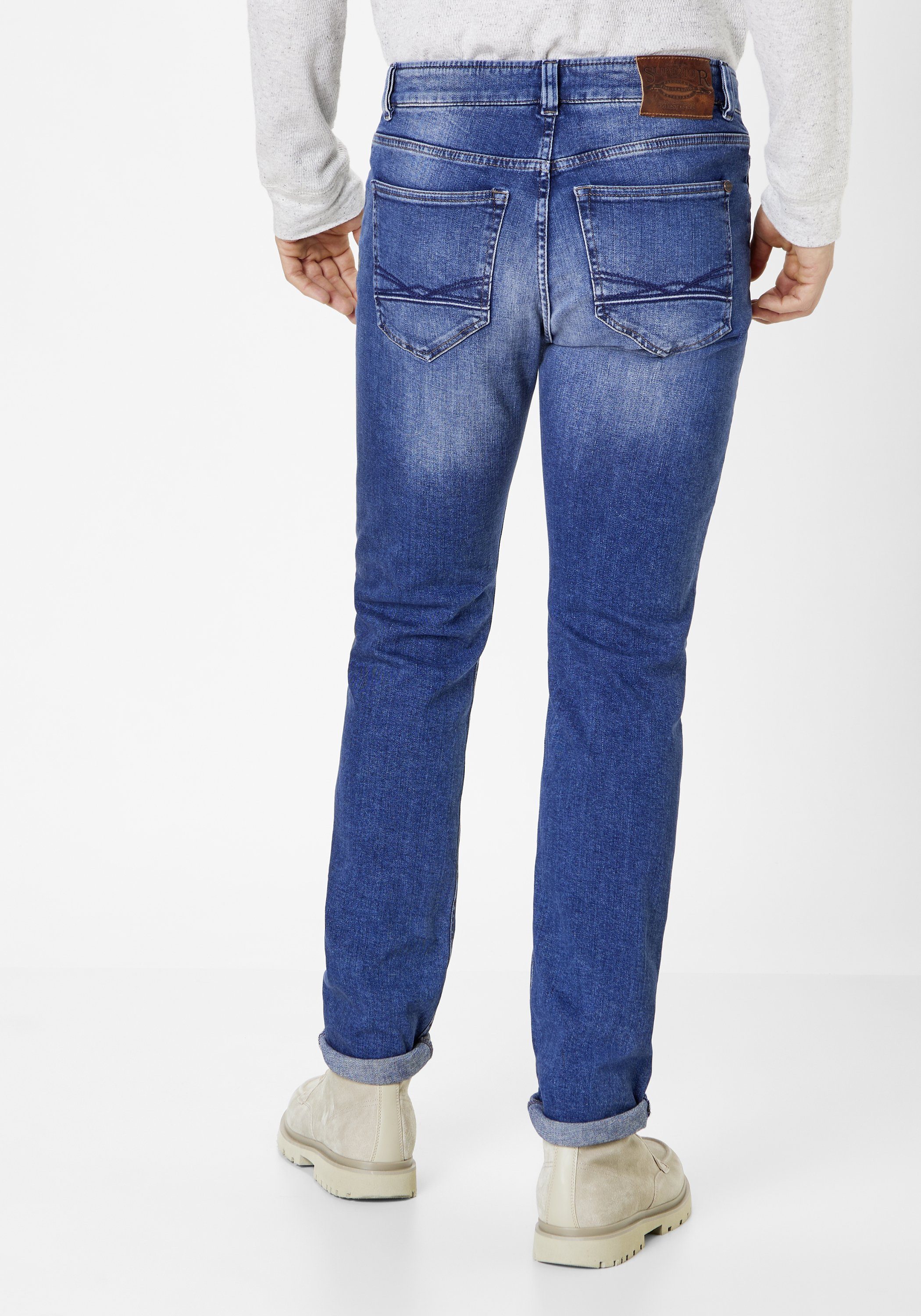 vintage Superior DUKE blue Straight-Fit wash 5-Pocket-Jeans dark Jeans Paddock's