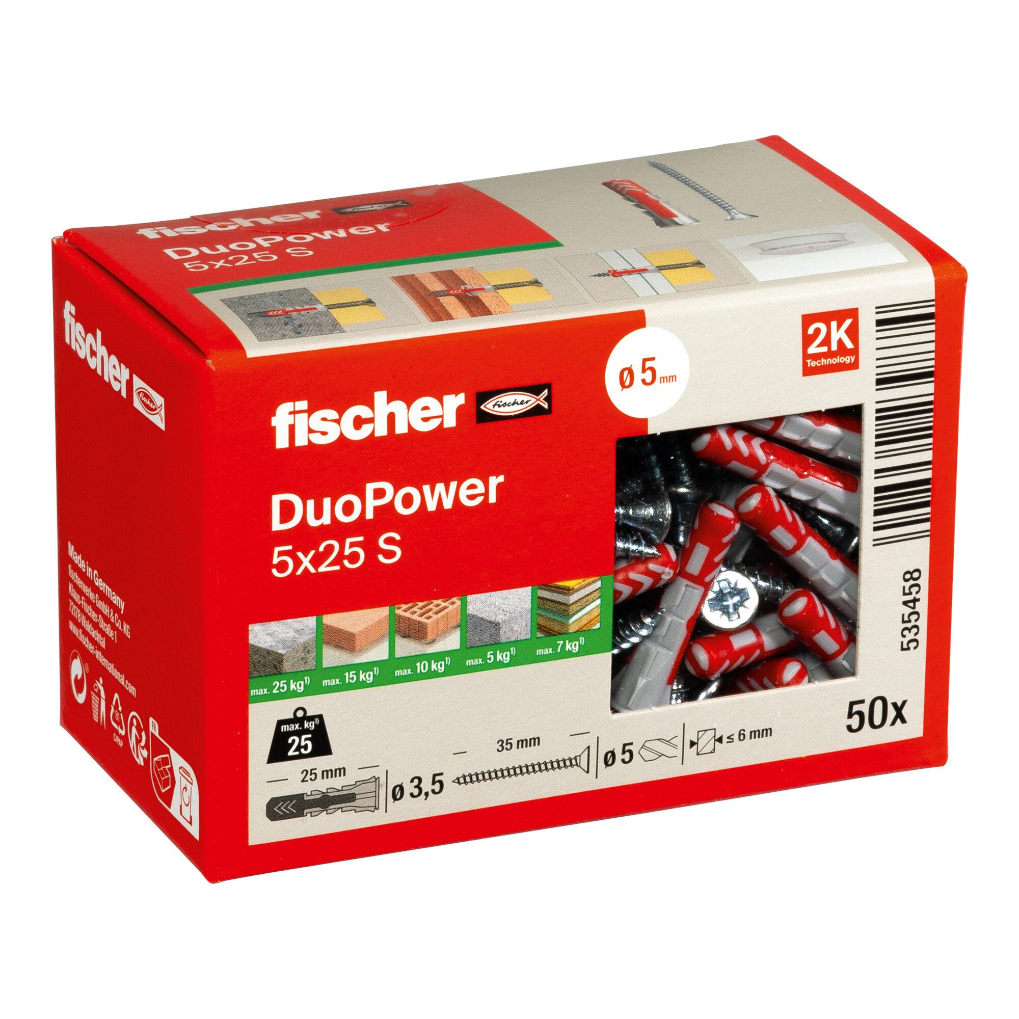 fischer Universaldübel fischer DUOPOWER 5x25 S LD 50 Stk