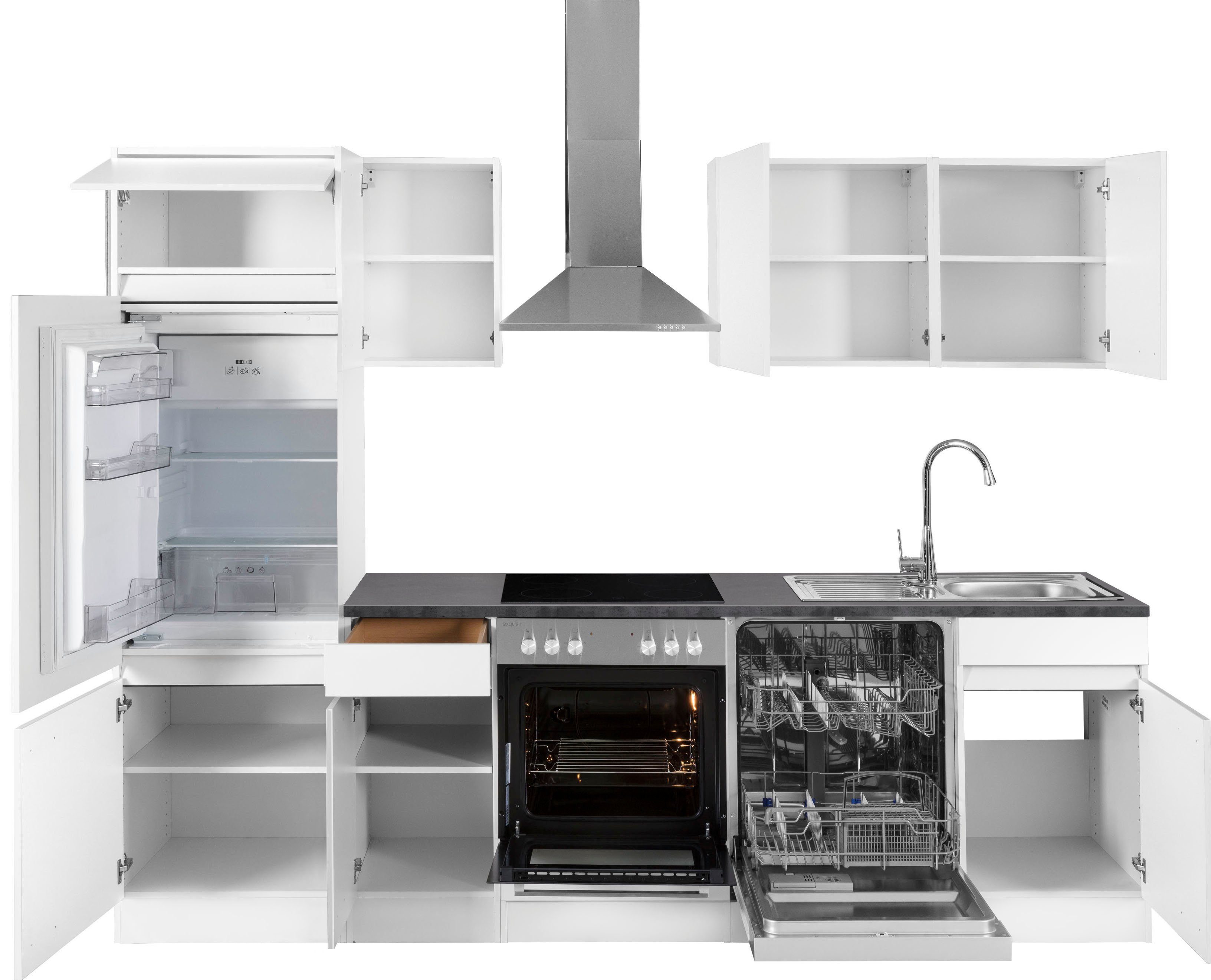 OPTIFIT Küchenzeile Roth, Breite 270 cm, wahlweise mit E-Geräten, mit Push-to-Open-Funktion