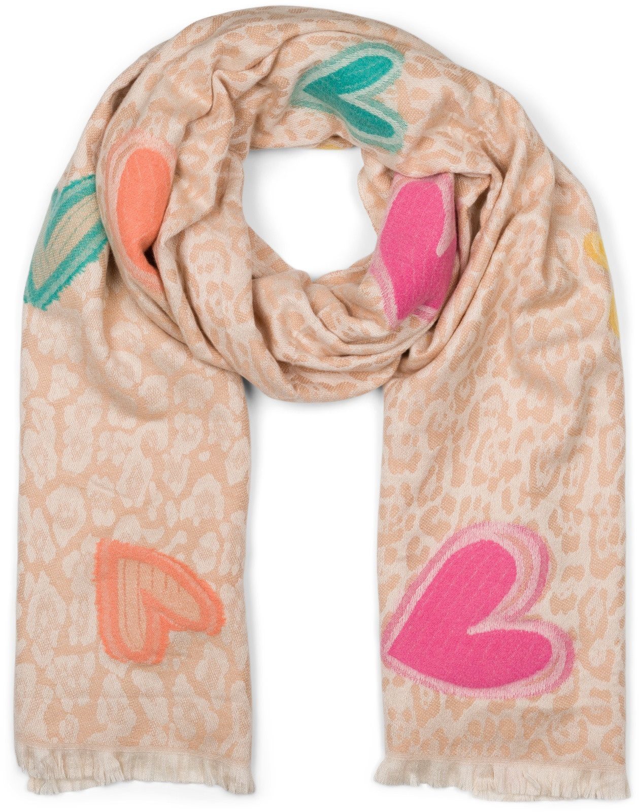 styleBREAKER XXL-Schal Schal mit Leoparden Herz Muster, (1-St) günstig online kaufen
