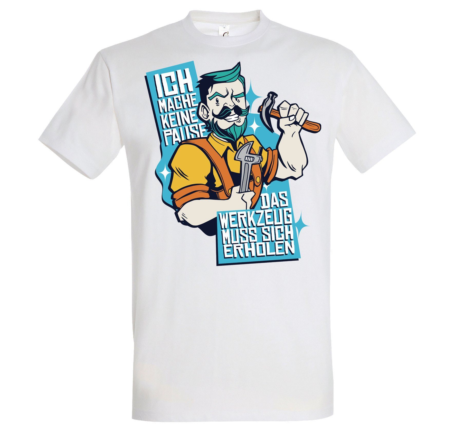 Sich lustigem Designz Shirt Muss T-Shirt Das Erholen Youth Weiß Handwerker Frontprint Herren mit Werkzeug