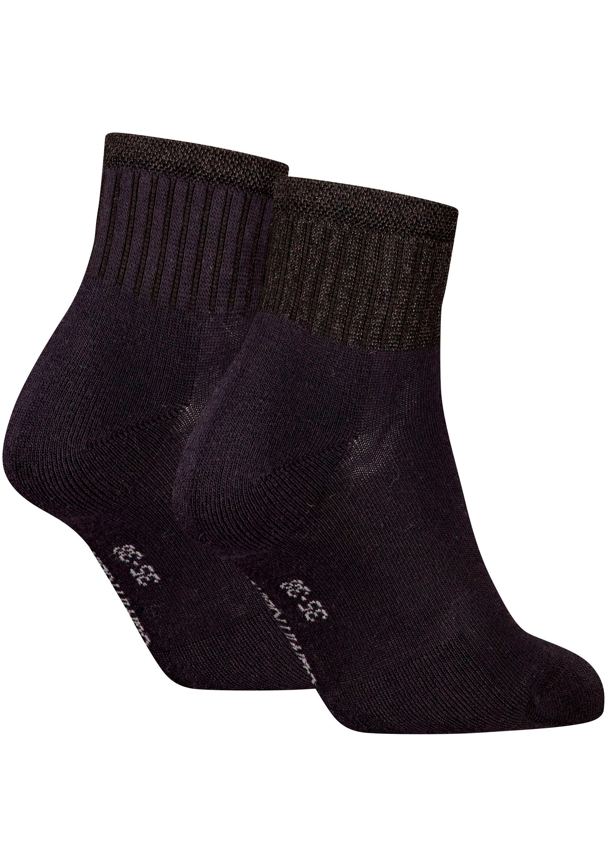 Calvin Klein Jeans Socken CKJ WOMEN QUARTER 2P GLOSSY RIB (2-Paar) mit dezentem Logo-Design