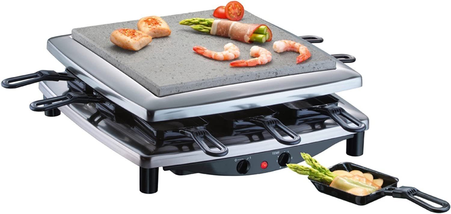 Steba Raclette RC3 plus, Raclette-Grill Chrom kratzfest 1450 Watt