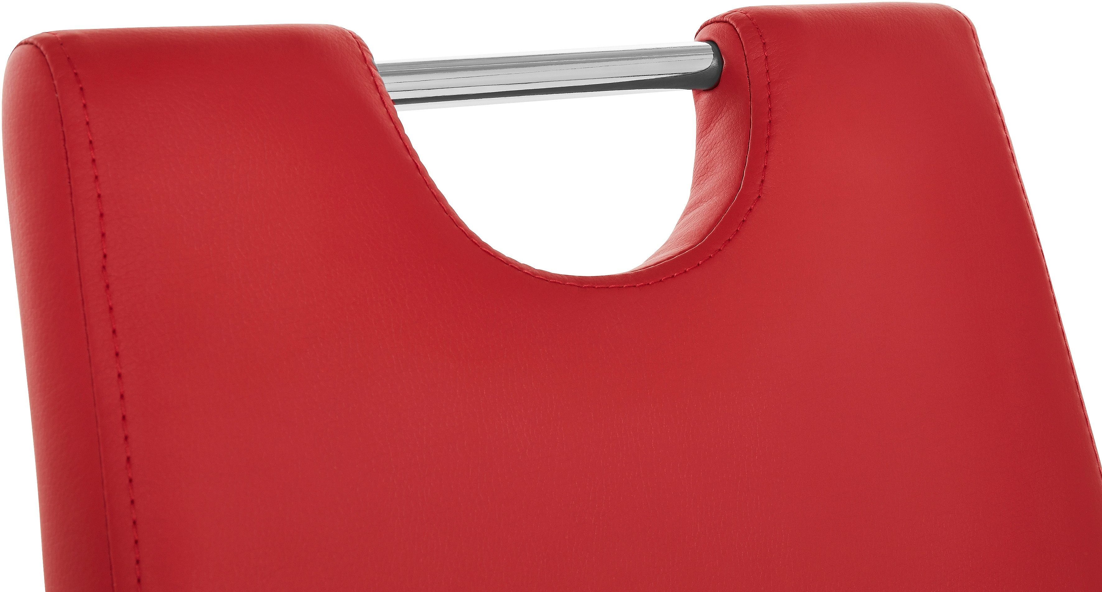 Homexperts Esszimmerstuhl Zora 02 mit (Set, St), Bezug in Rückenlehne Zurückziehen einfachen zum rot Kunstleder, 2 Griff
