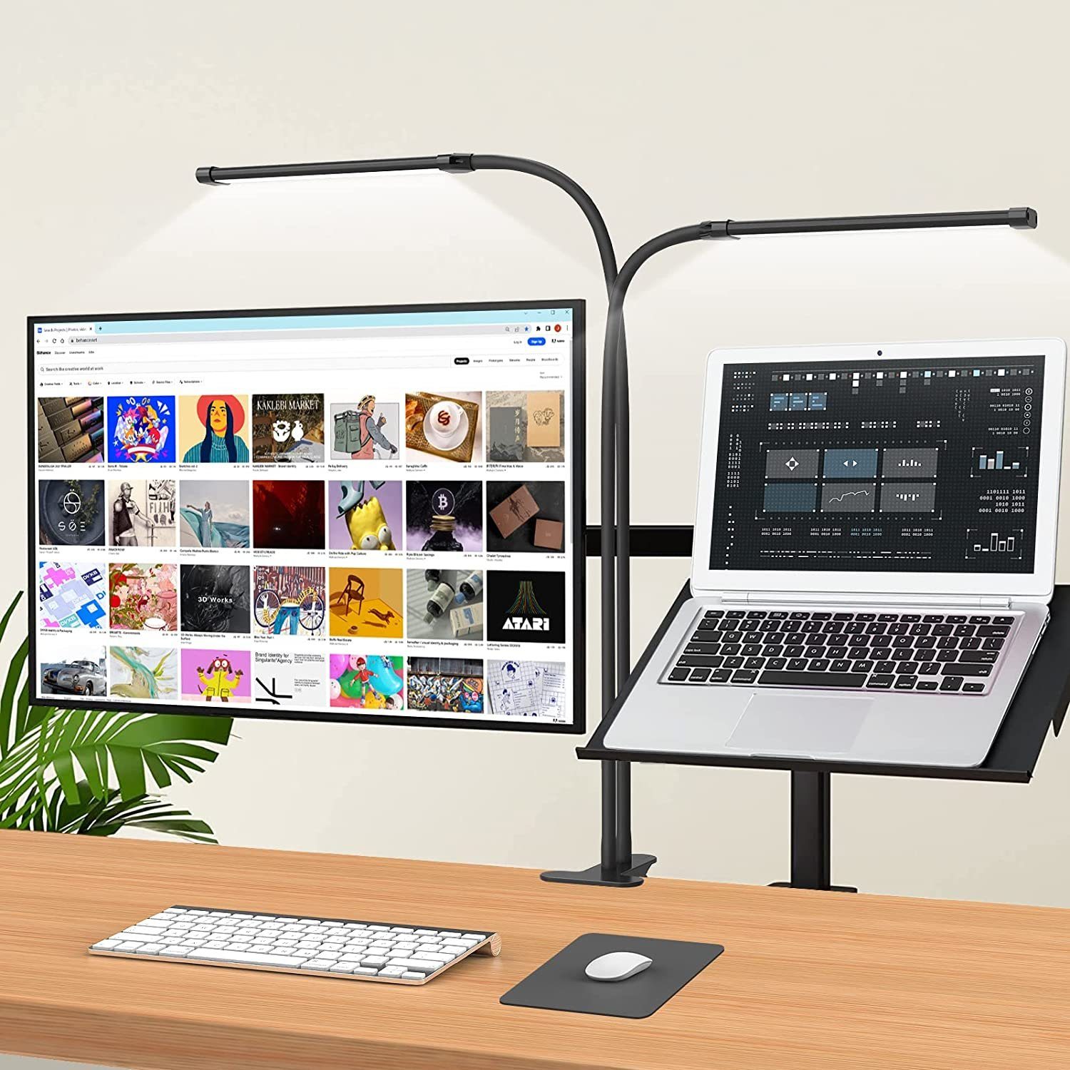 Sunicol Schreibtischlampe Doppelkopf Dimmbar Klemmbar Schreibtisch günstig online kaufen