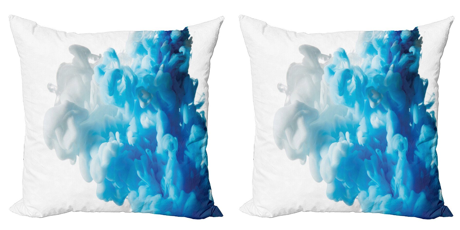 Kissenbezüge Modern Accent Doppelseitiger Digitaldruck, Abakuhaus (2 Stück), Blau Weiss Abstrakte Wolke Swirl