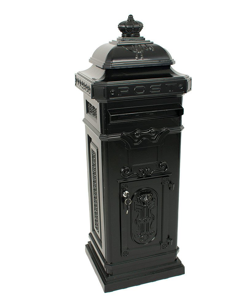 PROREGAL® Standbriefkasten Nostalgischer Säulen-Briefkasten aus Gießaluminium, Grün