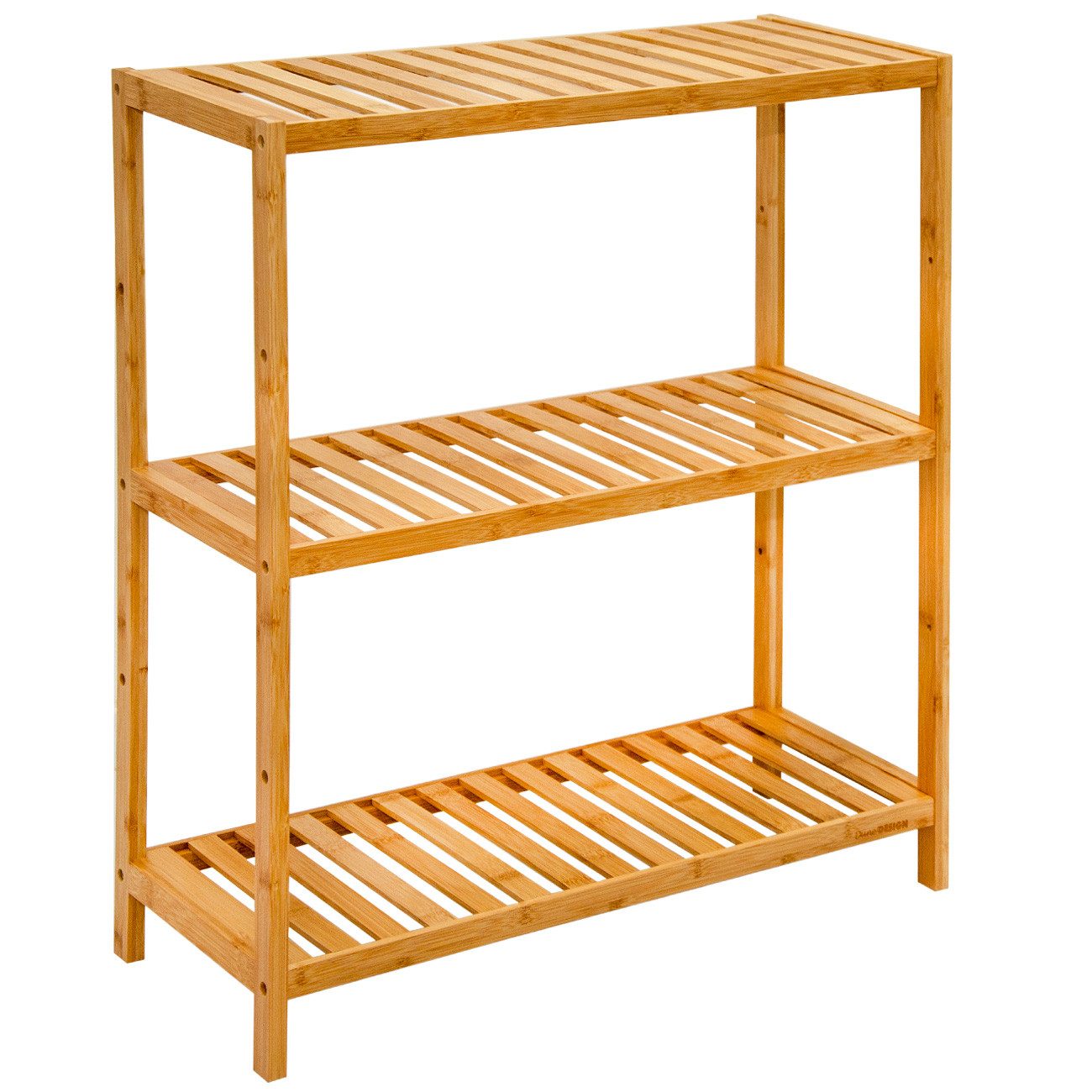 DuneDesign Schuhregal Bambus 69 x 60 x 26 cm - Bambusregal mit 3 Böden für 12 Paar Schuhe, Schmales Regal aus Holz - Schuhständer Flur - Holzregal Handtücher Bad