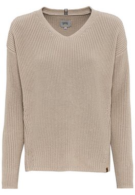 camel active Strickpullover mit V-Ausschnitt Markenlabel