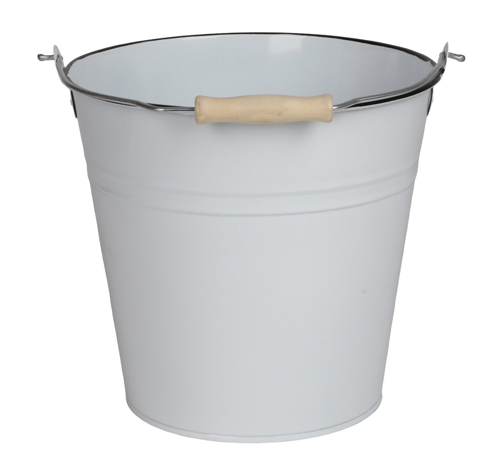 Thumbnail - BURI Blumenbank Eimer 10L weiß mit Holzgriff Dekoeimer Putzeimer Wassereimer