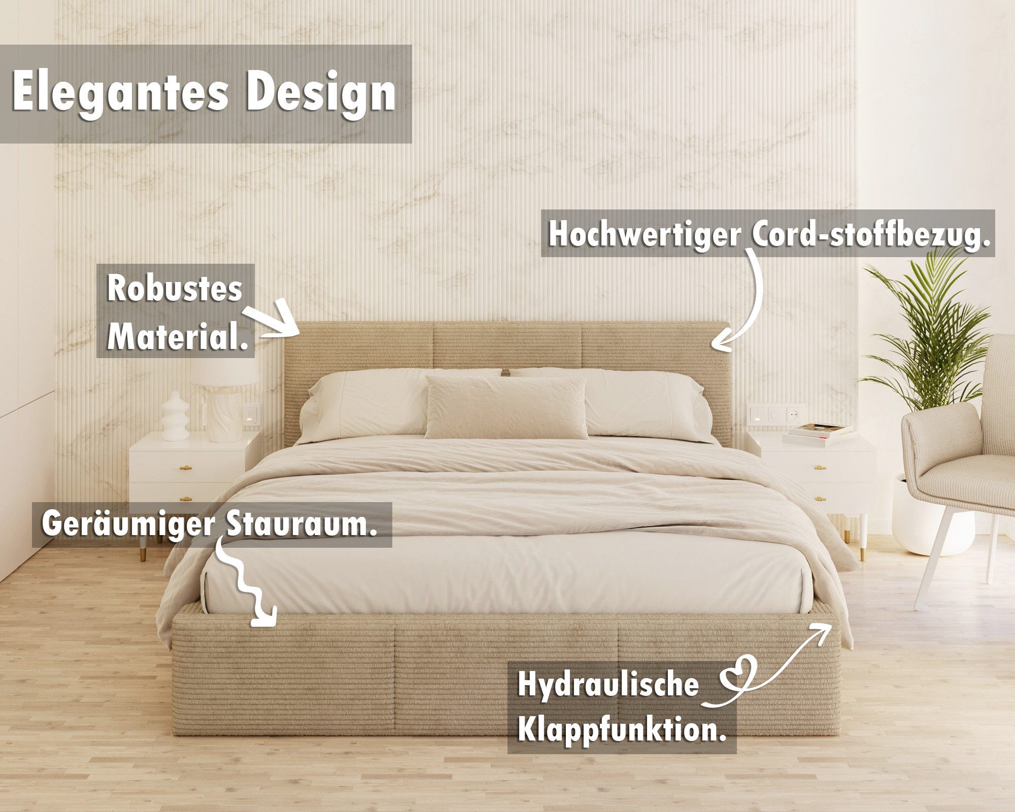 thematys Polsterbett mit Bettkasten Stauraumbett, aus hochwertigem CORD Sto günstig online kaufen