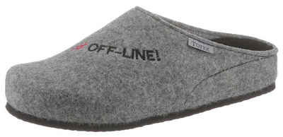 Tofee Pantoffel mit Schriftzug "#Off-Line!"