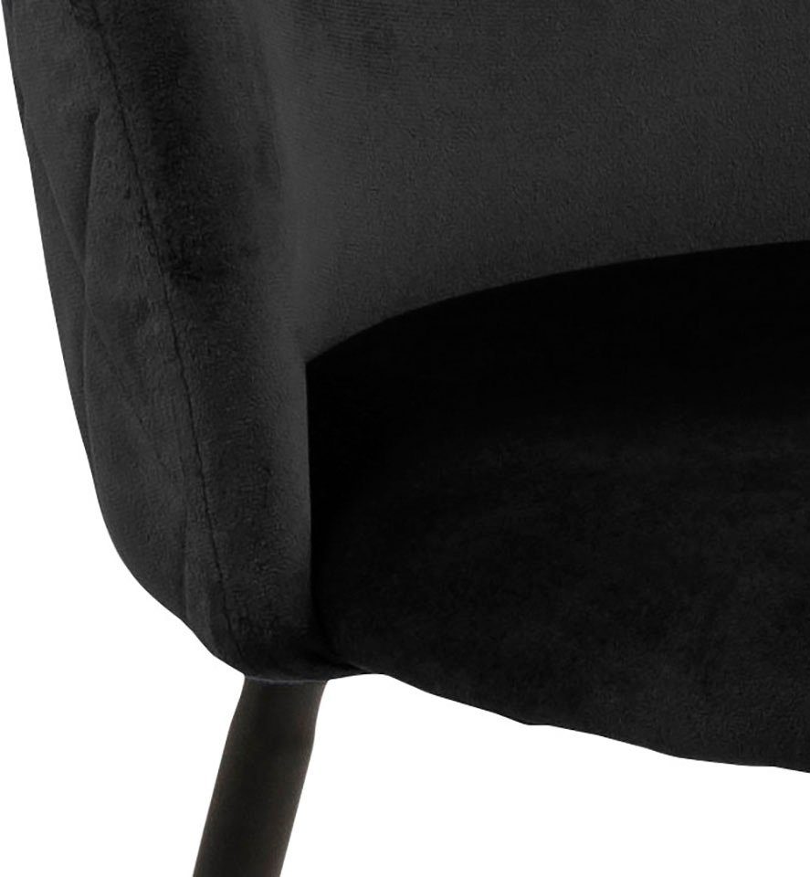 ACTONA GROUP Stoff Esszimmerstuhl mit Lena, schwarze schwarz Harlekin-Nähten, bezogen Metallbeine | schwarz mit