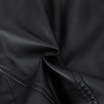 ZWY Lederjacke Damen Lederjacke, Kurz Bikerjacke Reverskragen Reißverschluss Leder Jacke Übergangsjacke Kurze Jacke