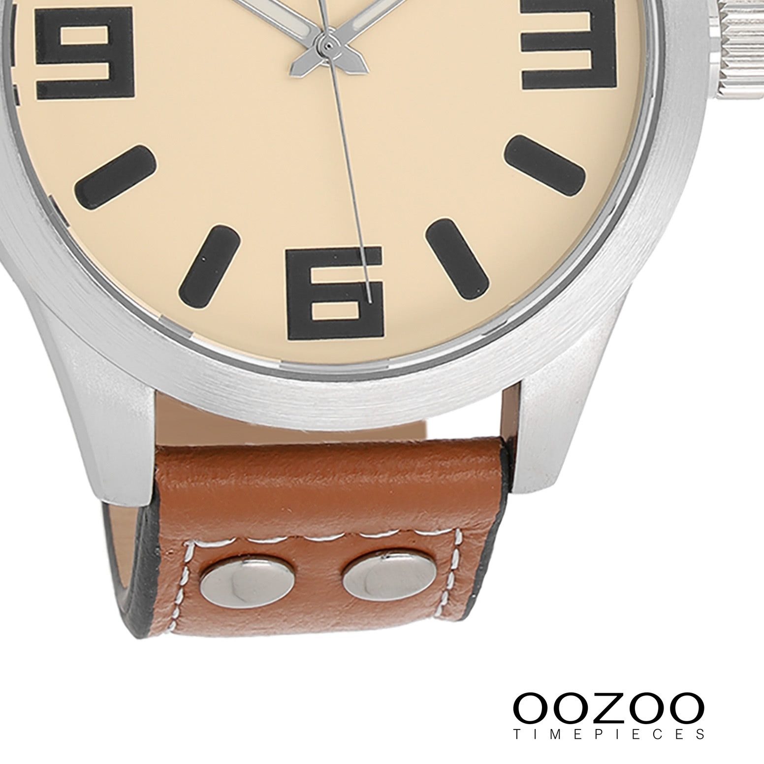 OOZOO Quarzuhr Oozoo Damen Armbanduhr Timepieces Analog, (Analoguhr), Damenuhr rund, extra groß (ca. 46mm) Lederarmband, Fashion-Style