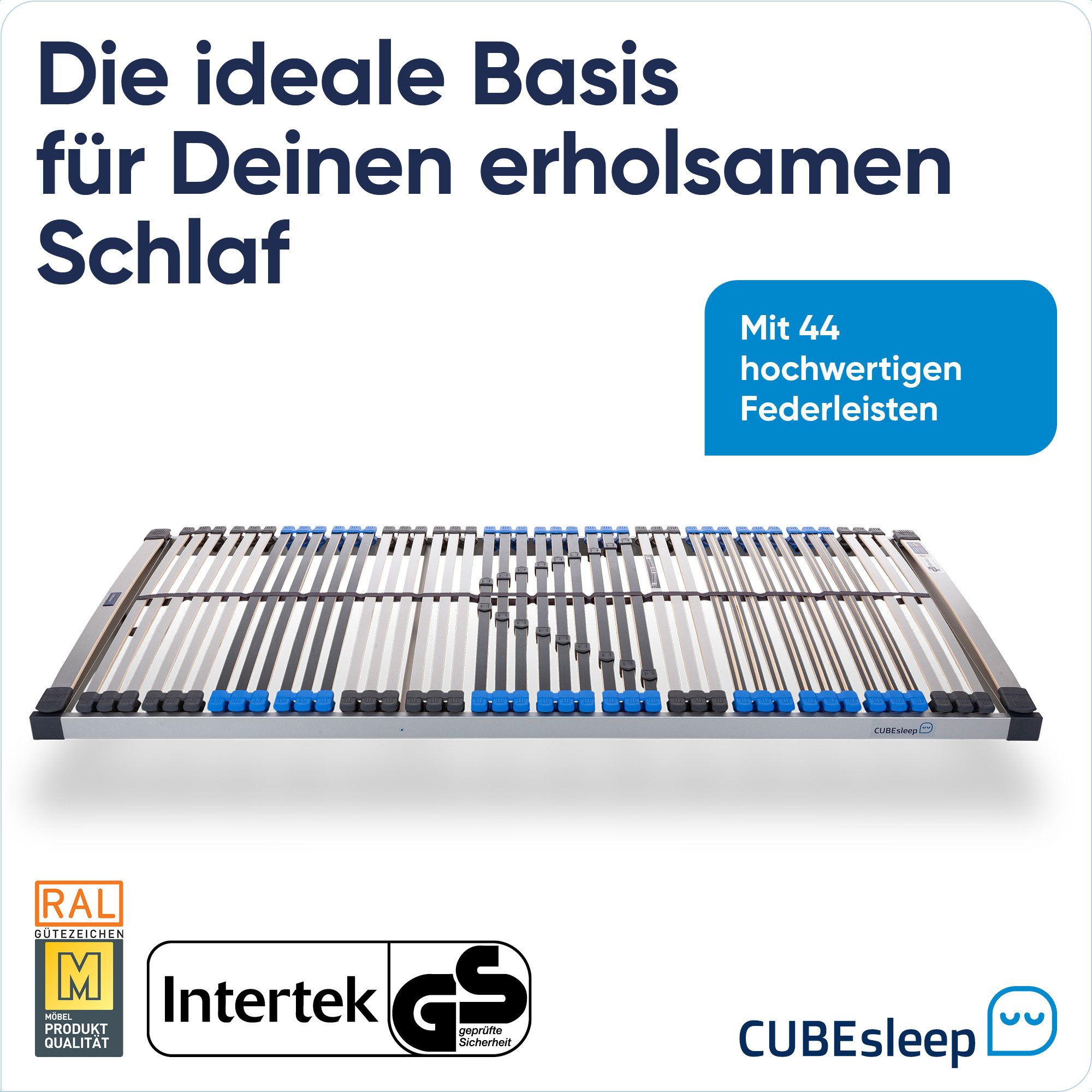 Lattenrost Pure NV Doppelpack 44 Federleisten, CUBEsleep, Kopfteil nicht verstellbar, Fußteil nicht verstellbar, Doppelpack, fertig montiert, 10 Jahre Garantie