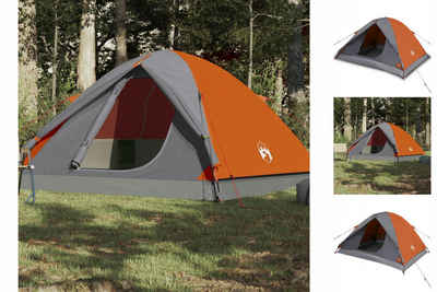 vidaXL Vorzelt Campingzelt 3 Personen Grau Orange 240x217x120 cm 190T Taft