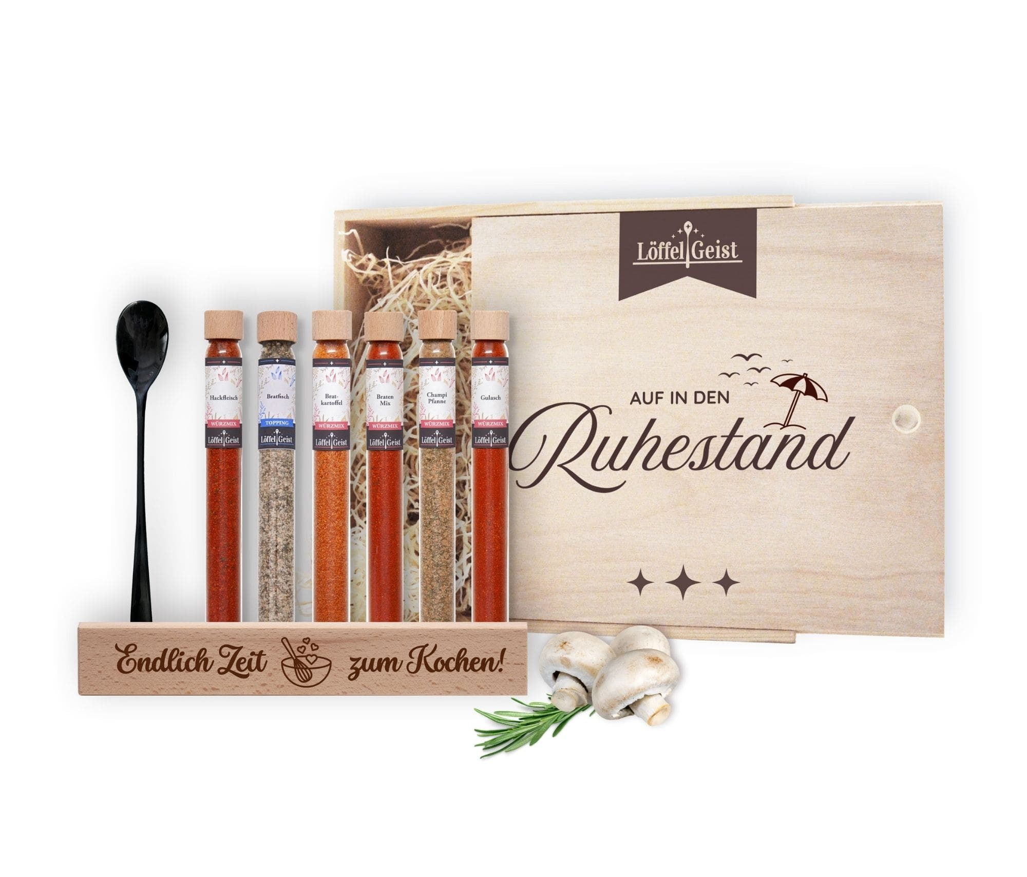 Löffelgeist Lebensmittel-Geschenkset Auf in den Ruhestand Geschnekbox