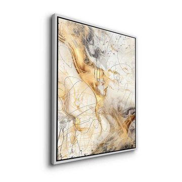 DOTCOMCANVAS® Leinwandbild White Magic, Leinwandbild Abstrakte Kunst moderne Kunst hochkant gold beige weiß